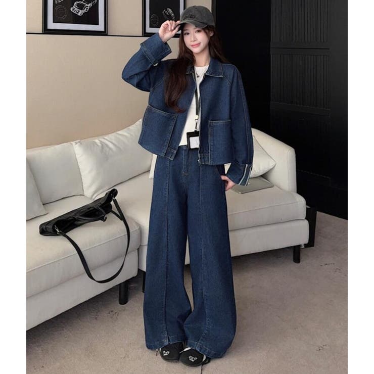 ジップアップ ジャケット ワイドパンツ デニムセットアップ | Bifrost | 詳細画像7 