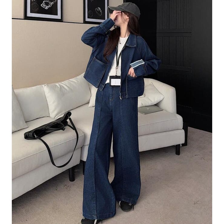 ジップアップ ジャケット ワイドパンツ デニムセットアップ | Bifrost | 詳細画像8 