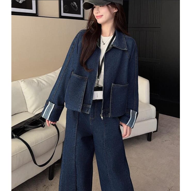 ジップアップ ジャケット ワイドパンツ デニムセットアップ | Bifrost | 詳細画像9 