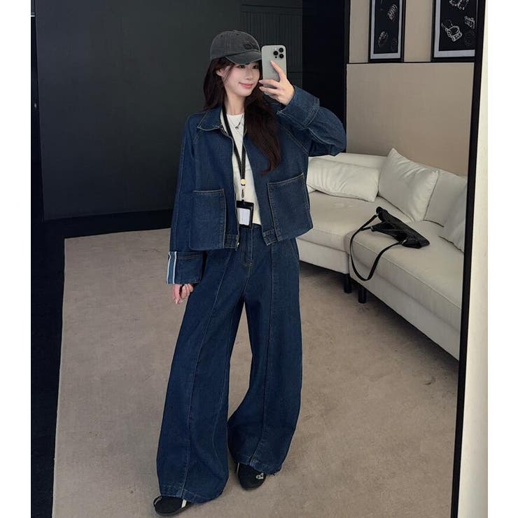 ジップアップ ジャケット ワイドパンツ デニムセットアップ | Bifrost | 詳細画像10 