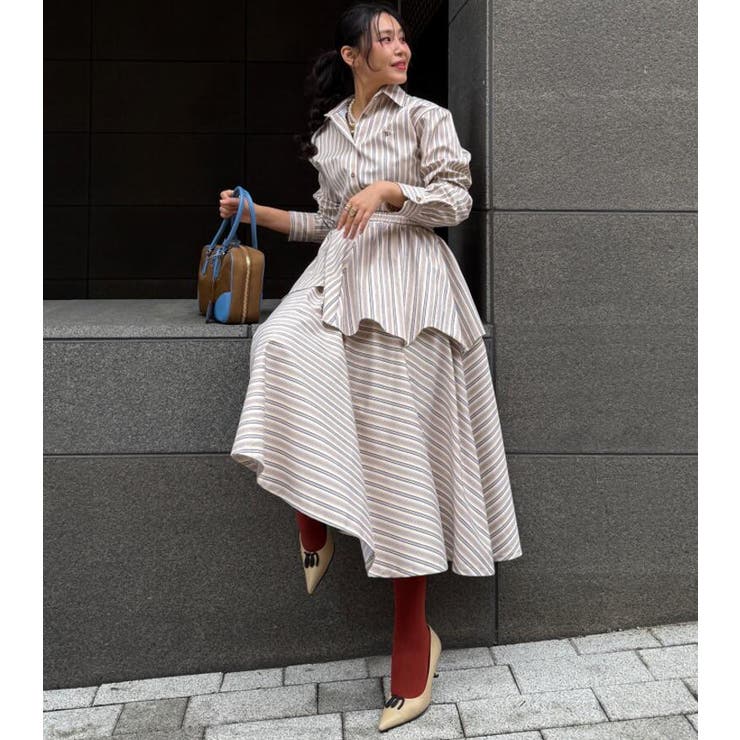 ストライプ シャツ スカート セットアップ | Bifrost | 詳細画像3 