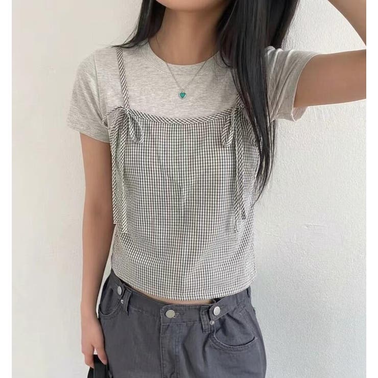 リボン付き キャミソール重ね着風 T シャツ | Bifrost | 詳細画像10 