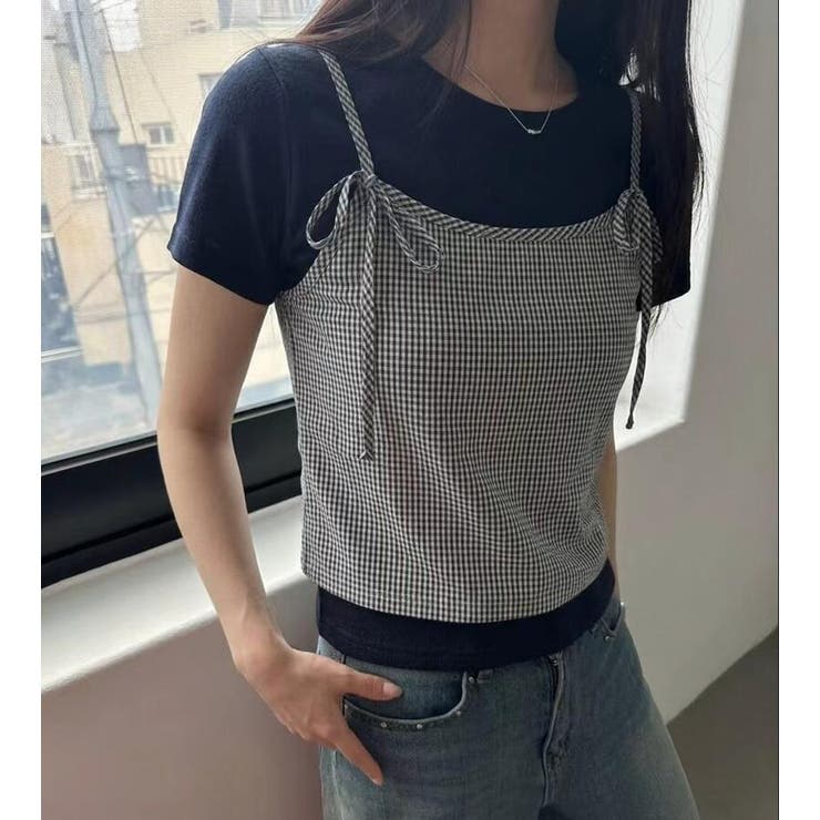 リボン付き キャミソール重ね着風 T シャツ | Bifrost | 詳細画像11 
