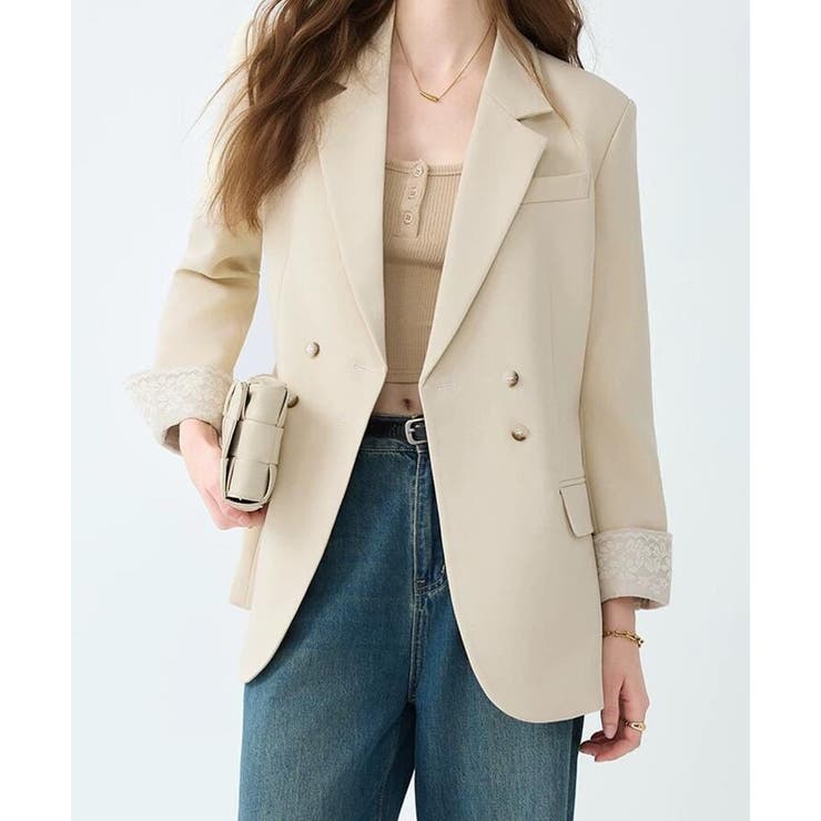 オフホワイト | レースカフス ダブルブレスト テーラードジャケット | Bifrost