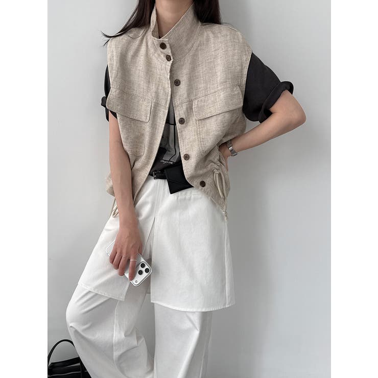 スタンドカラー ワークポケット ドローストベスト | Bifrost | 詳細画像2 