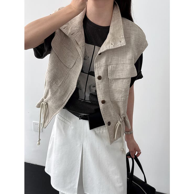 スタンドカラー ワークポケット ドローストベスト | Bifrost | 詳細画像3 