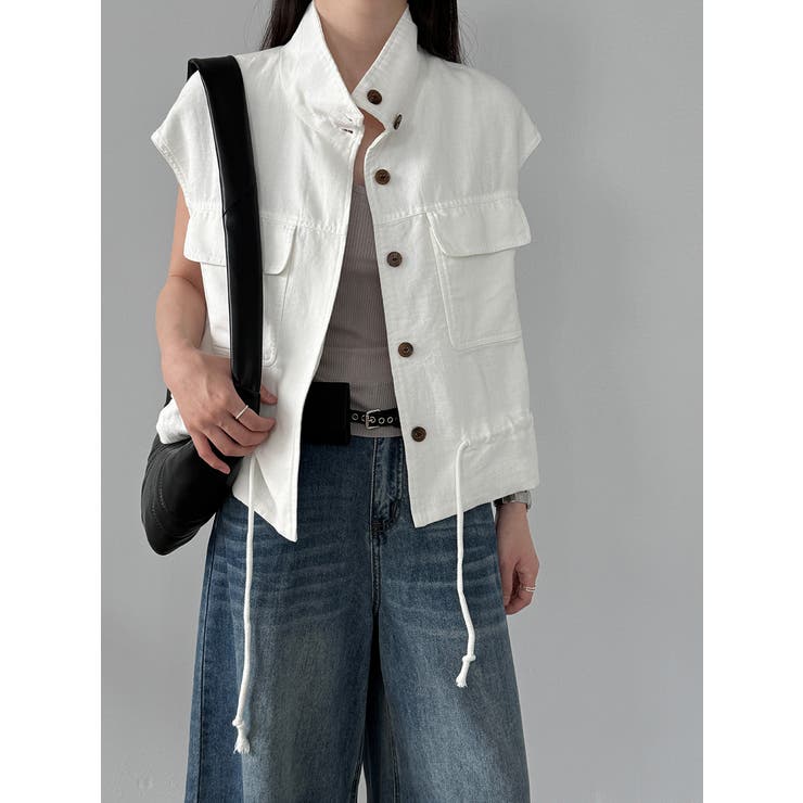 スタンドカラー ワークポケット ドローストベスト | Bifrost | 詳細画像6 