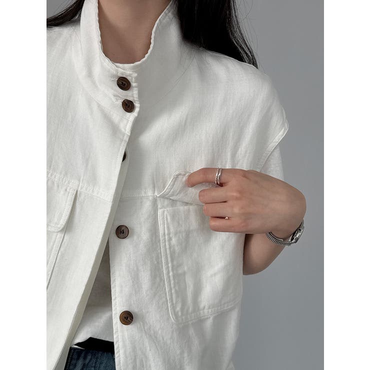 スタンドカラー ワークポケット ドローストベスト | Bifrost | 詳細画像8 