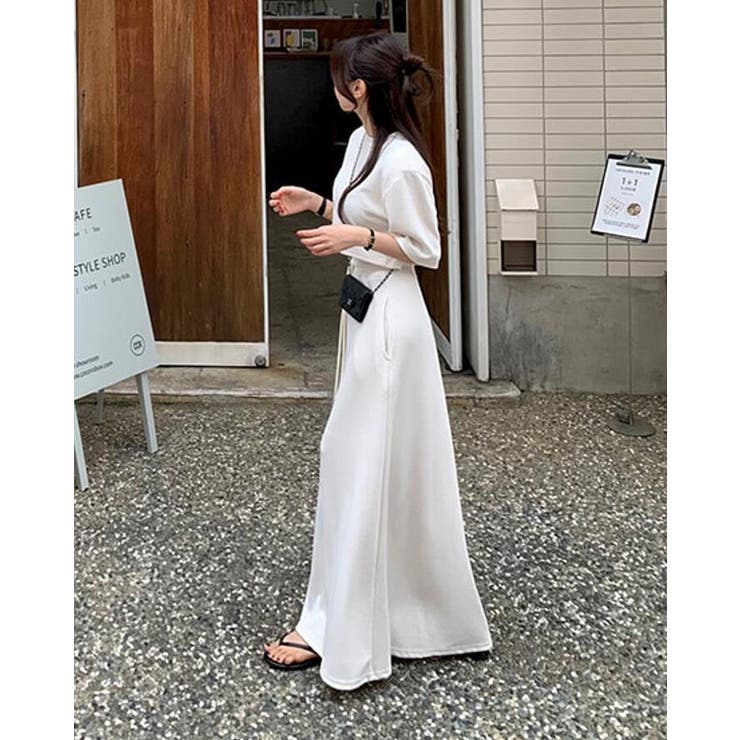 クロップド半袖トップス × ウエスト紐付きマキシスカート セットアップ | Bifrost | 詳細画像11 