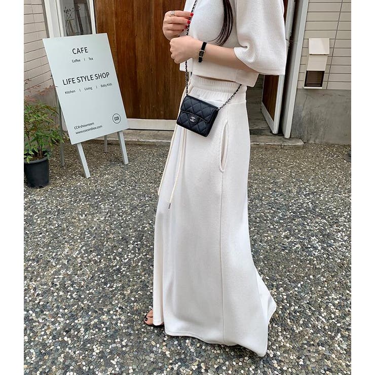 クロップド半袖トップス × ウエスト紐付きマキシスカート セットアップ | Bifrost | 詳細画像12 