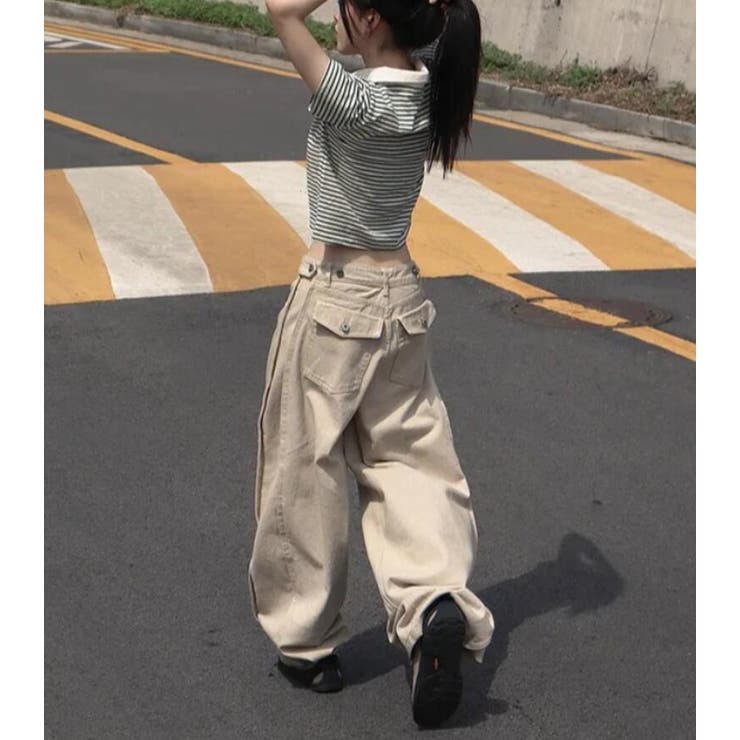 バックポケット付き サイドスリット ワイドデニムパンツ | Bifrost | 詳細画像4 