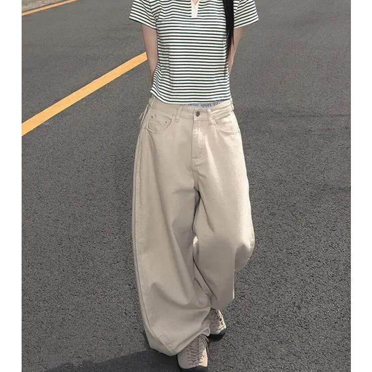 バックポケット付き サイドスリット ワイドデニムパンツ | Bifrost | 詳細画像6 