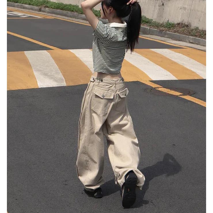 バックポケット付き サイドスリット ワイドデニムパンツ | Bifrost | 詳細画像7 