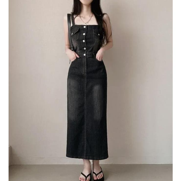 ブラック | キャミワンピース【韓国ファッション】 | Bifrost