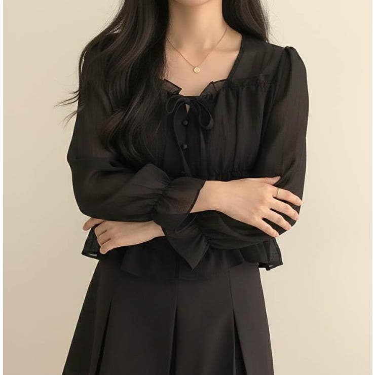 ブラック | ブラウス【韓国ファッション】 | Bifrost