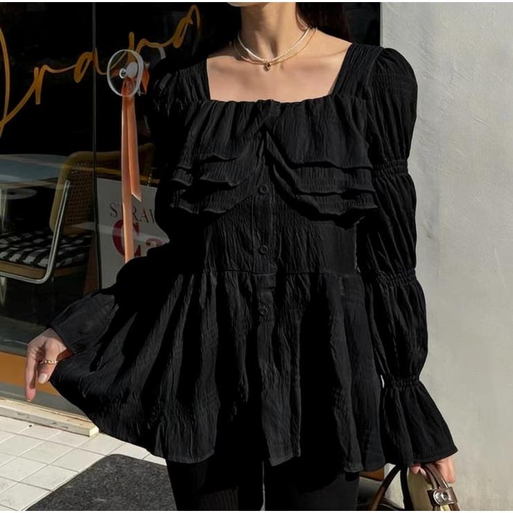 ブラック | ブラウス【韓国ファッション】 | Bifrost