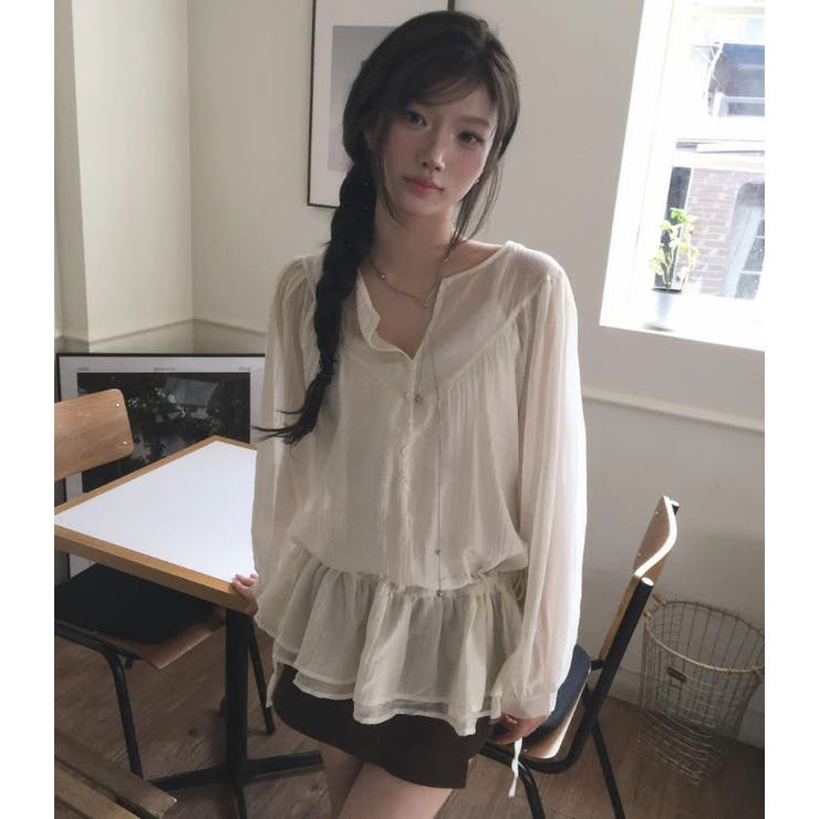 ホワイト | ブラウス【韓国ファッション】 | Bifrost