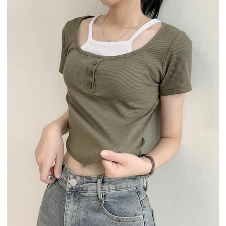 カーキ | Ｔシャツ【韓国ファッション】 | Bifrost