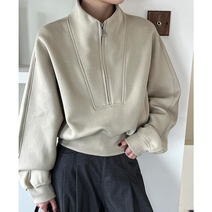 グリーン | ハーフファスナー スタンドカラー オーバーサイズスウェット | Bifrost