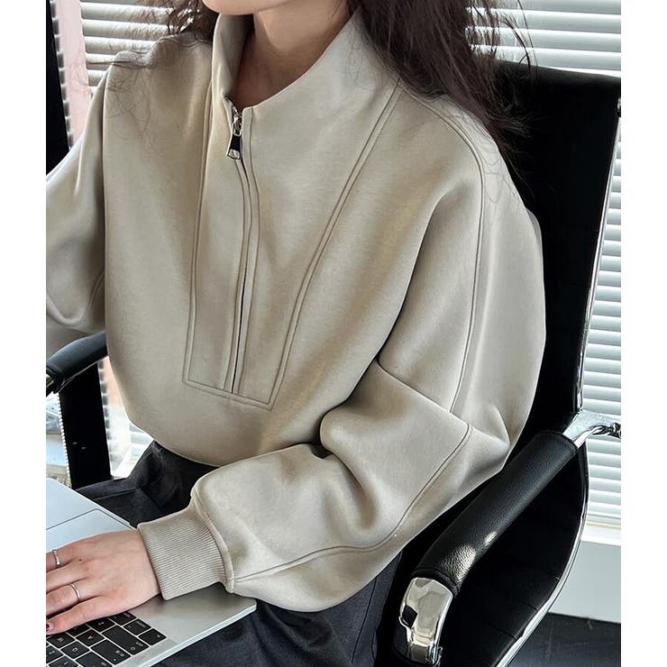 ハーフファスナー スタンドカラー オーバーサイズスウェット | Bifrost | 詳細画像1 