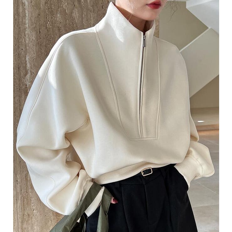 ハーフファスナー スタンドカラー オーバーサイズスウェット | Bifrost | 詳細画像9 