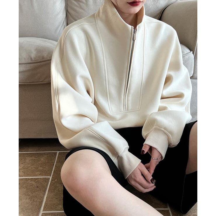 ハーフファスナー スタンドカラー オーバーサイズスウェット | Bifrost | 詳細画像14 