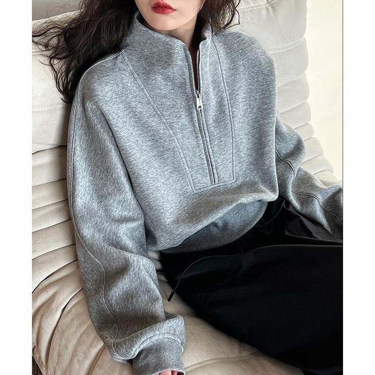 ハーフファスナー スタンドカラー オーバーサイズスウェット | Bifrost | 詳細画像18 