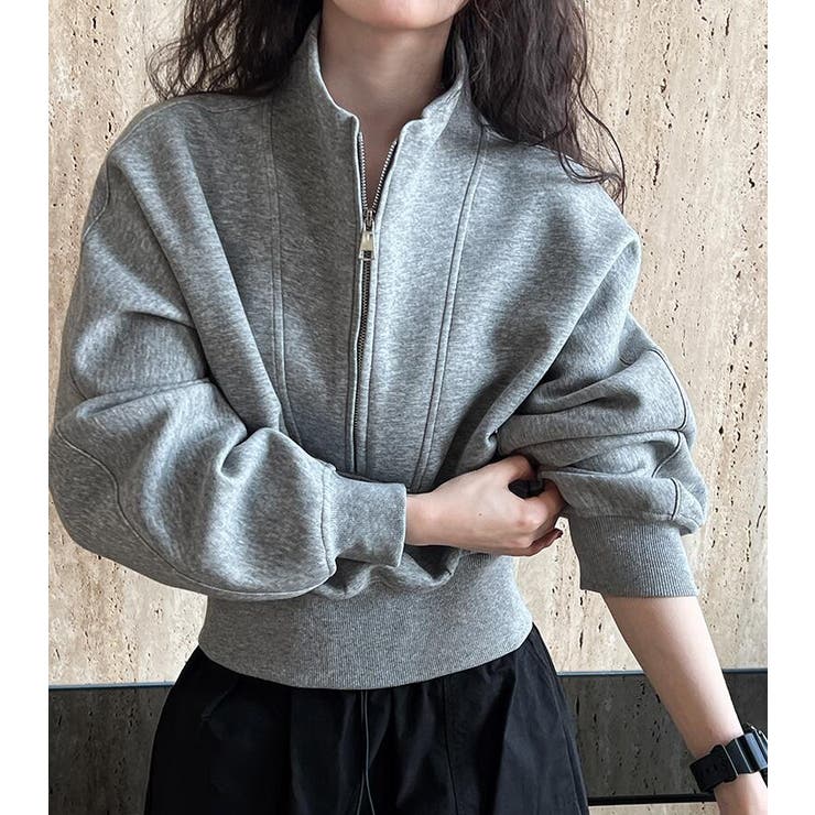 グレー | ハーフファスナー スタンドカラー オーバーサイズスウェット | Bifrost