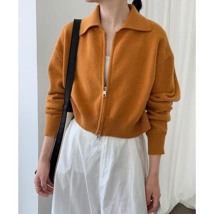 ターンダウンカラー ショート ニットアウター ファスナーデザイン | Bifrost | 詳細画像3 