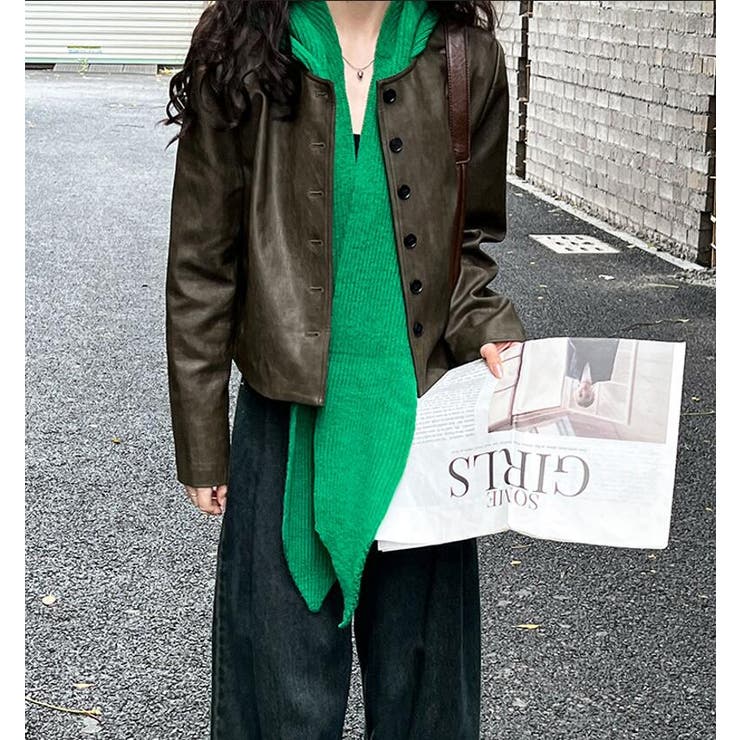 丸襟 ボタンフロント ショートレザージャケット | Bifrost | 詳細画像5 