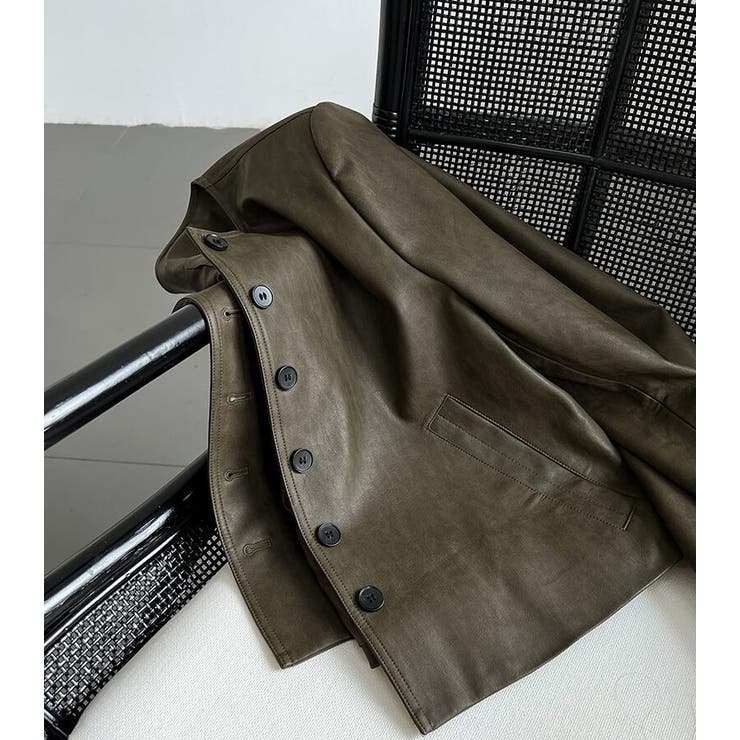 丸襟 ボタンフロント ショートレザージャケット | Bifrost | 詳細画像14 