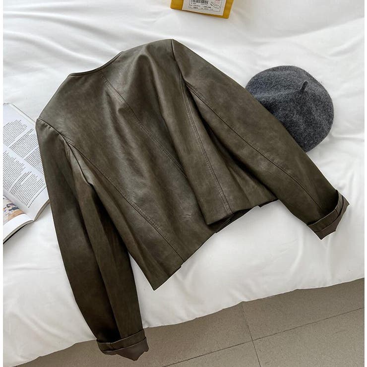 丸襟 ボタンフロント ショートレザージャケット | Bifrost | 詳細画像15 