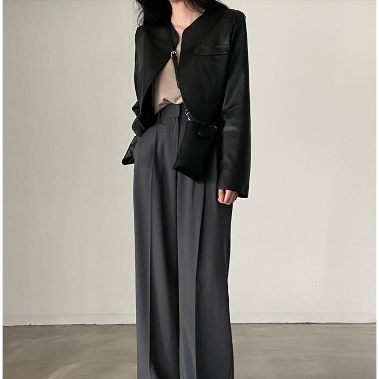 ノーカラー ショートカット レザージャケット | Bifrost | 詳細画像7 