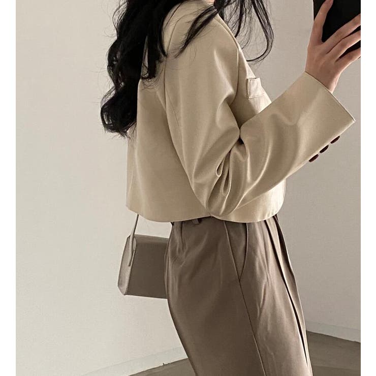 ノーカラー ショートカット レザージャケット | Bifrost | 詳細画像11 