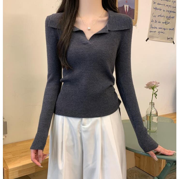 ファッションカントンカラー スリムフィット サイドドローコード