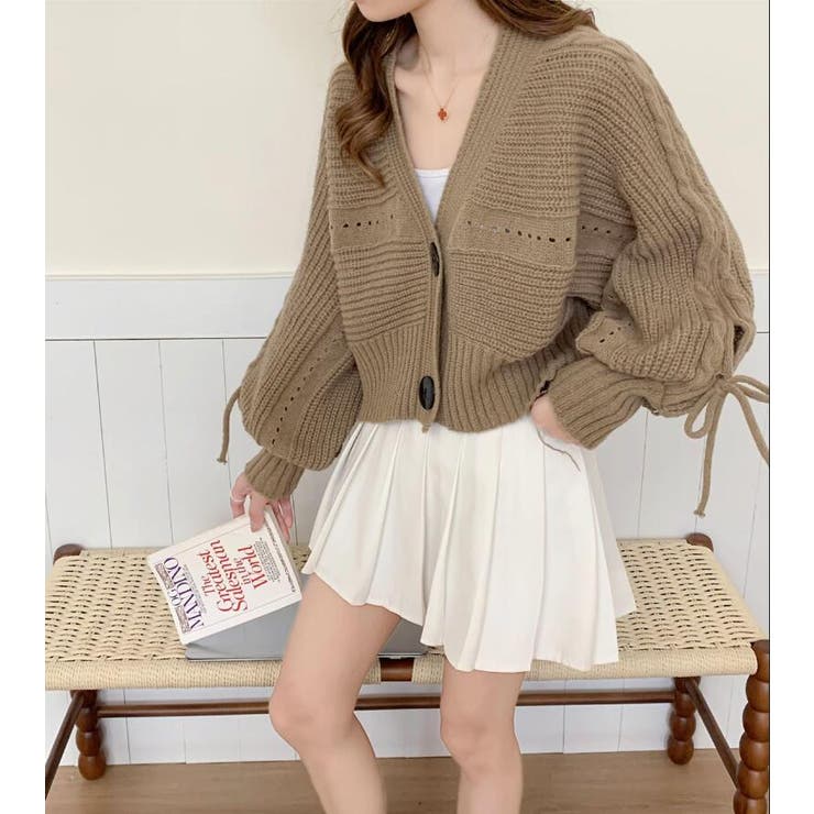 デニムパッチワーク フルジッパー ルーズフィット ニットカーディガン | Bifrost | 詳細画像1 