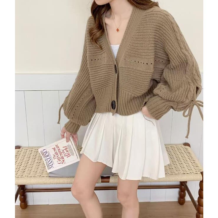 デニムパッチワーク フルジッパー ルーズフィット ニットカーディガン | Bifrost | 詳細画像2 