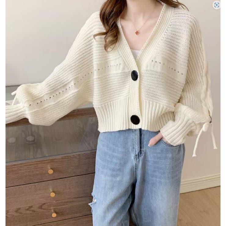 デニムパッチワーク フルジッパー ルーズフィット ニットカーディガン | Bifrost | 詳細画像6 