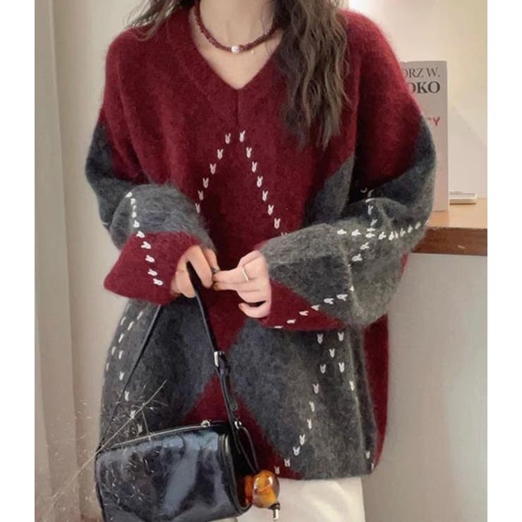 レッド | ニット・セーター【韓国ファッション】 | Bifrost