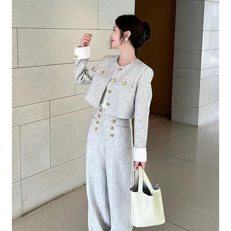 ミニマル丸ネックショート メタルボタン ワイドレッグ セット | Bifrost | 詳細画像2 