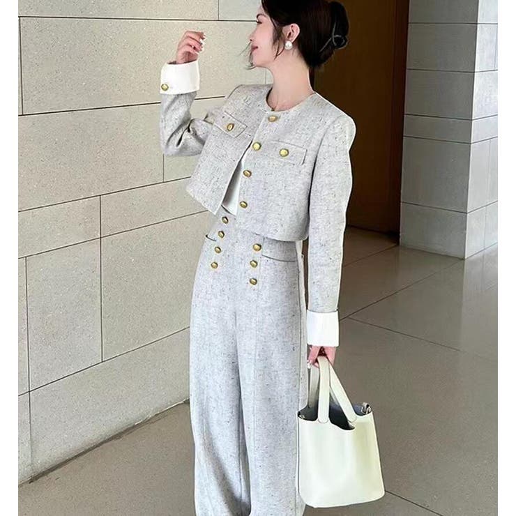 ミニマル丸ネックショート メタルボタン ワイドレッグ セット | Bifrost | 詳細画像5 