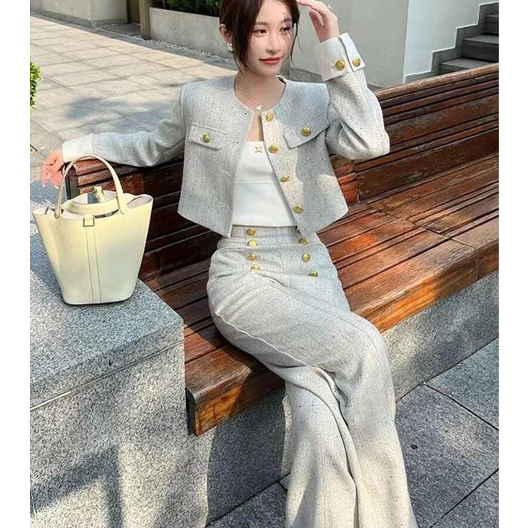 ミニマル丸ネックショート メタルボタン ワイドレッグ セット | Bifrost | 詳細画像6 