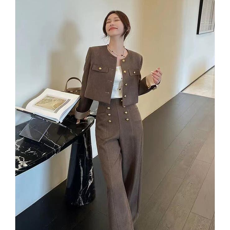 ミニマル丸ネックショート メタルボタン ワイドレッグ セット | Bifrost | 詳細画像7 