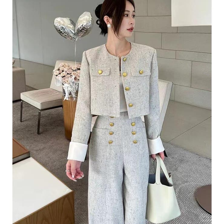 ミニマル丸ネックショート メタルボタン ワイドレッグ セット | Bifrost | 詳細画像9 