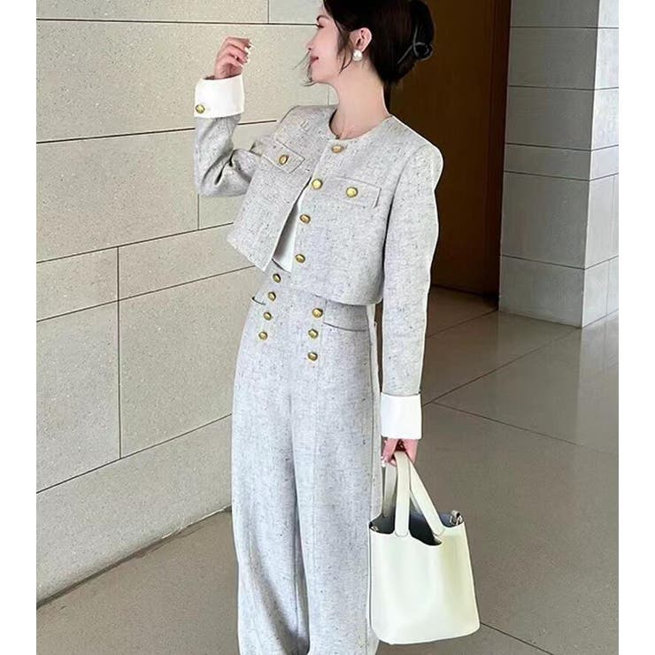 ミニマル丸ネックショート メタルボタン ワイドレッグ セット | Bifrost | 詳細画像10 