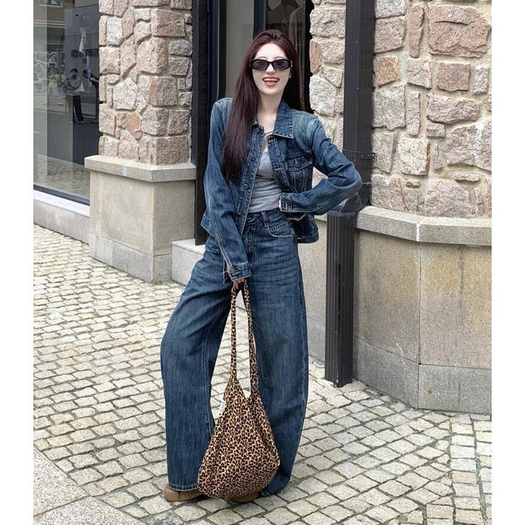 デニムセットアップ ミニジャケットとワイドデニムパンツのコーディネートセット | Bifrost | 詳細画像2 