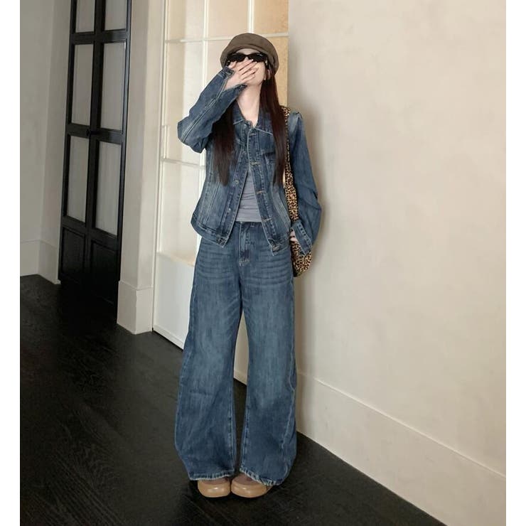 デニムセットアップ ミニジャケットとワイドデニムパンツのコーディネートセット | Bifrost | 詳細画像3 