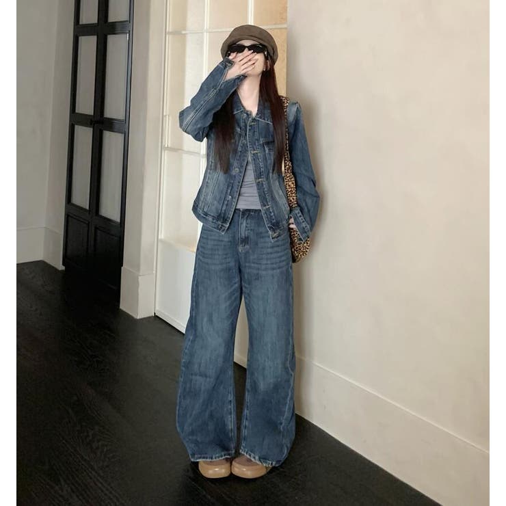 デニムセットアップ ミニジャケットとワイドデニムパンツのコーディネートセット | Bifrost | 詳細画像5 