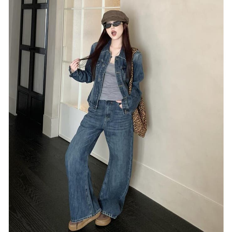 デニムセットアップ ミニジャケットとワイドデニムパンツのコーディネートセット | Bifrost | 詳細画像6 