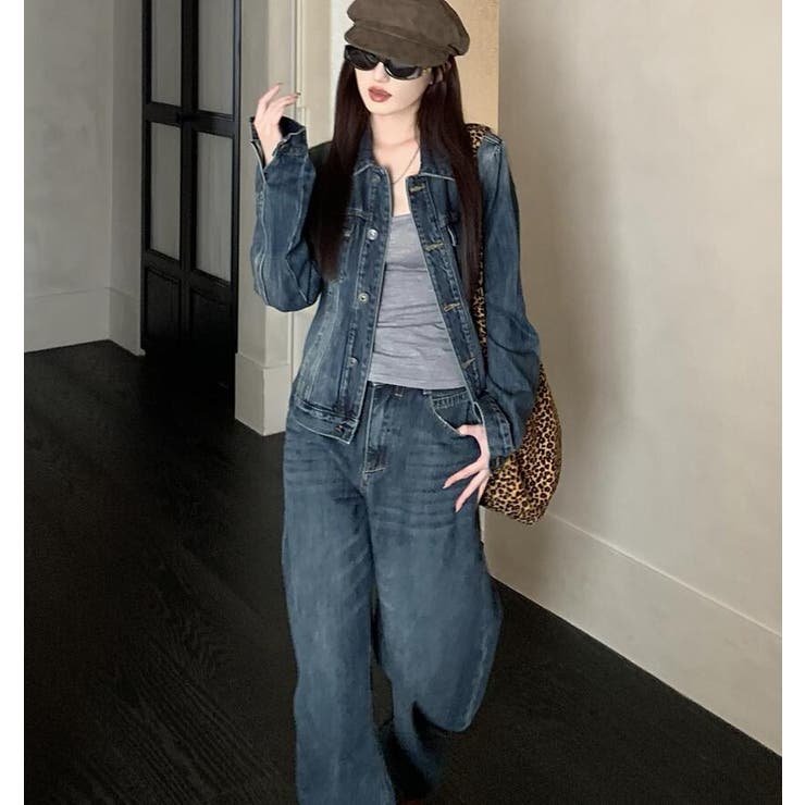 デニムセットアップ ミニジャケットとワイドデニムパンツのコーディネートセット | Bifrost | 詳細画像7 